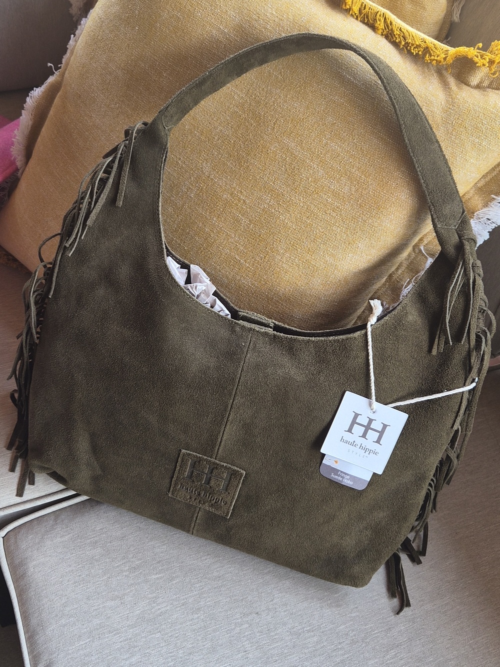 Haute Hippie Green Suede Fringe Bag